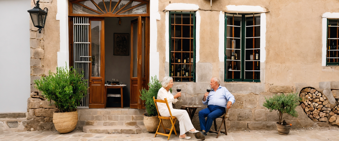 Genieten van wijntje vakantiehuis Spanje